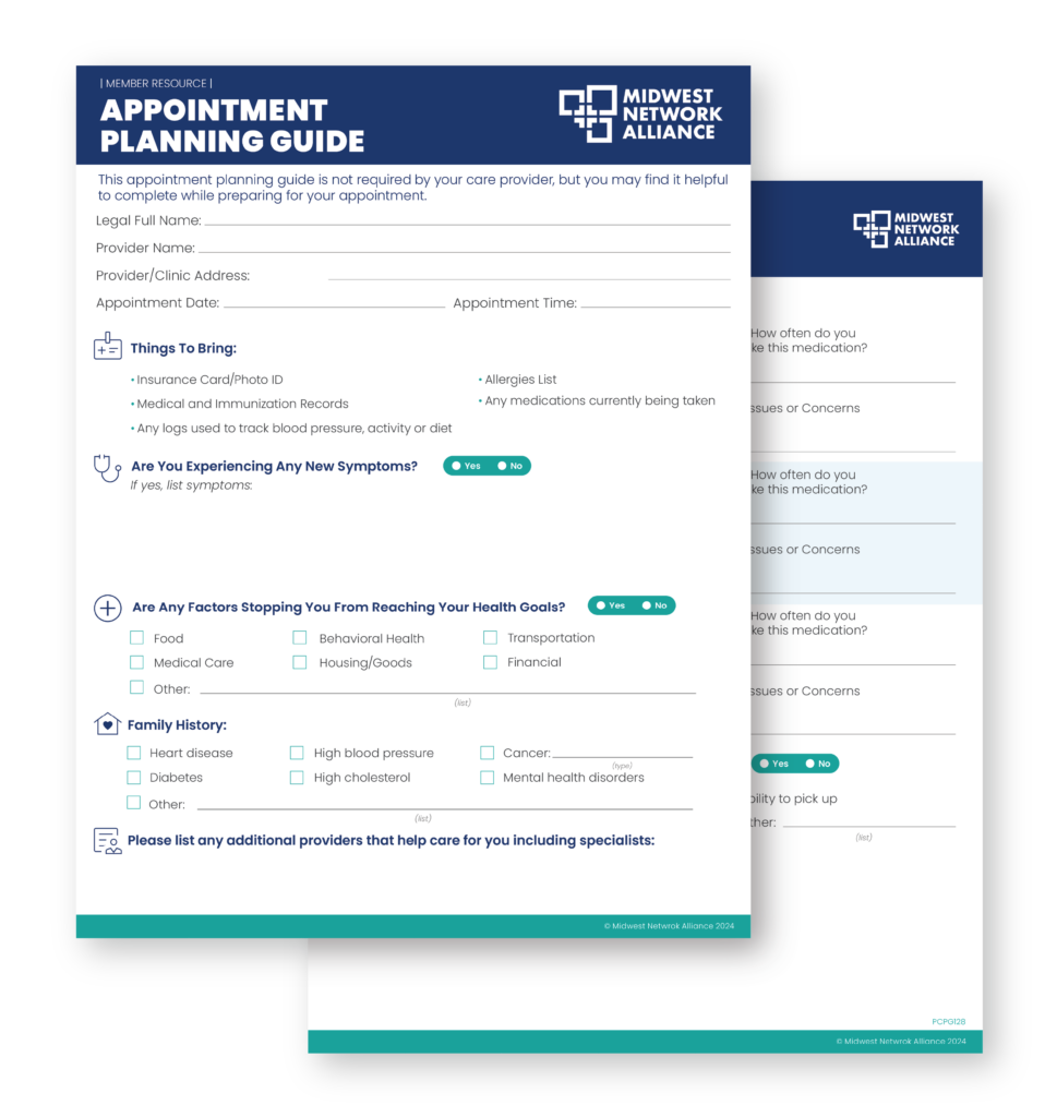 MNA Primary Care Appointment Planning Guide - Collateral